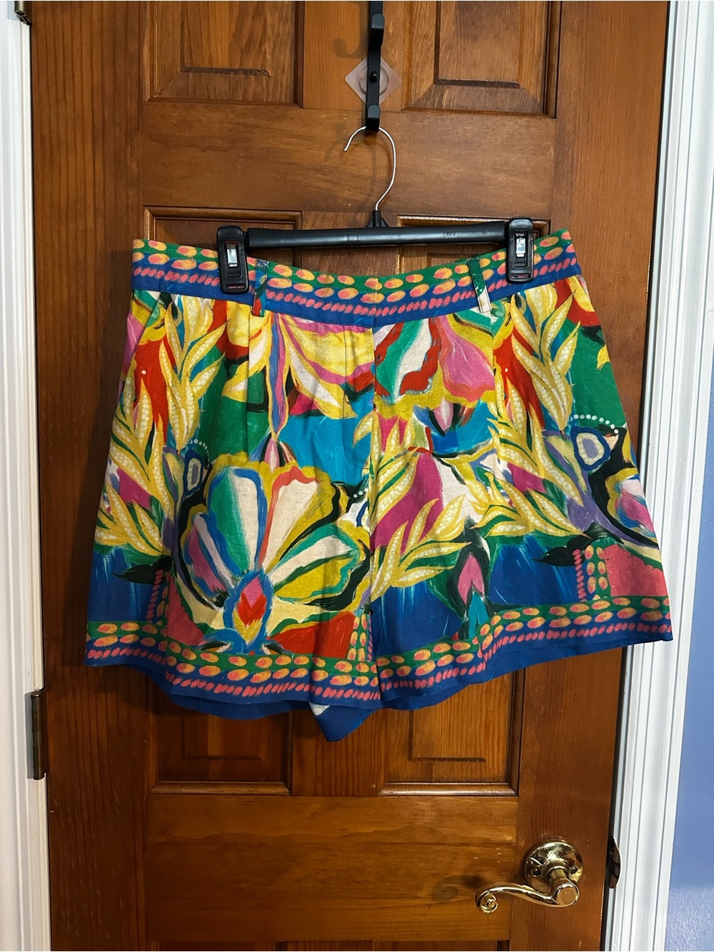 ANTONIO MELANI Multicolor Floral Print Bermuda Shorts — Blue, Green, Yellow
